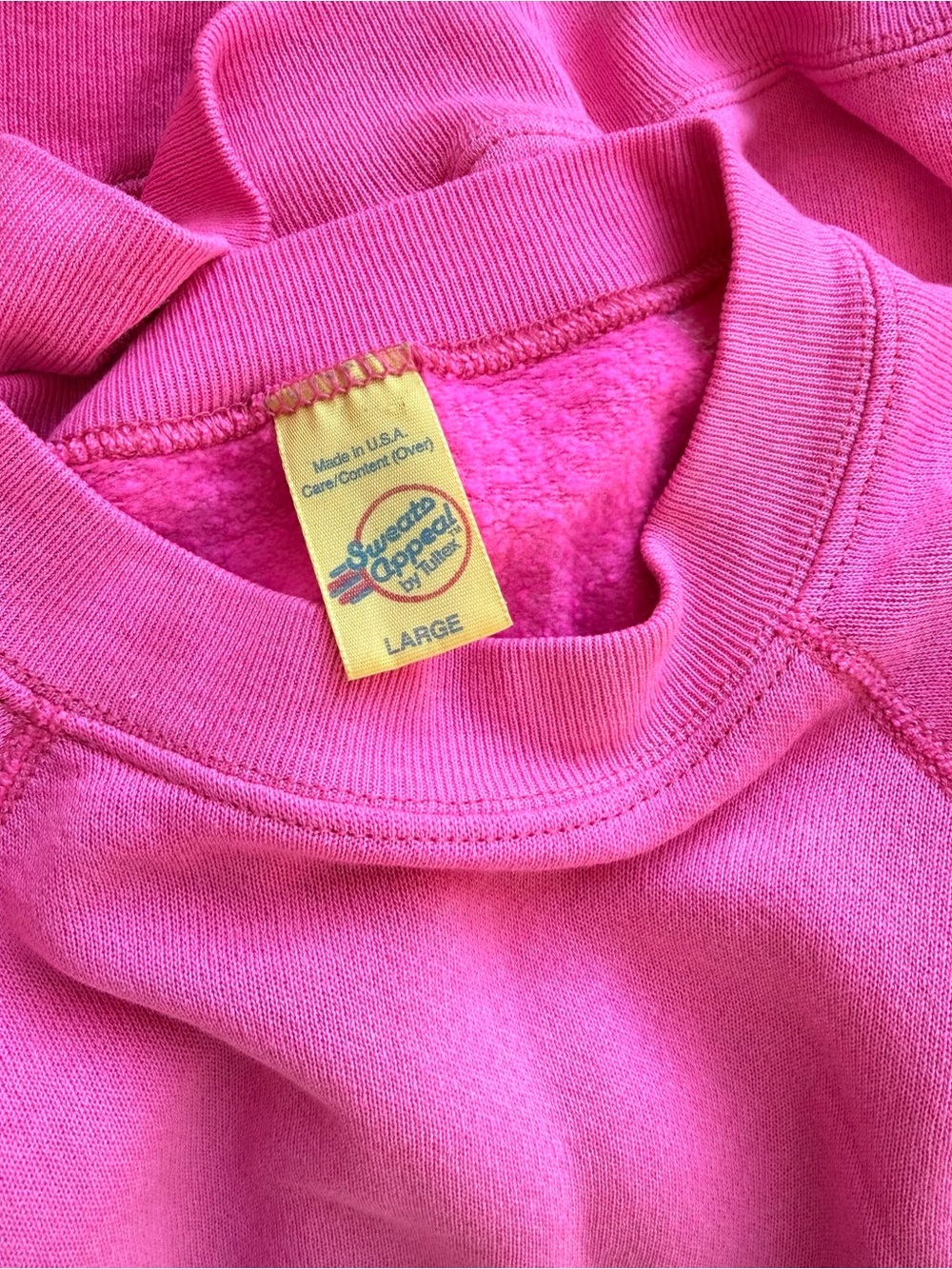 Tultex Vintage Bright Hot Pink Crewneck Sweatshirt - Picture 7 of 7
